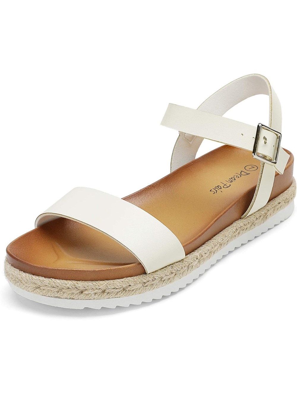 Dream Pairs White Espadrille Ankle-Strap Platform Sandals